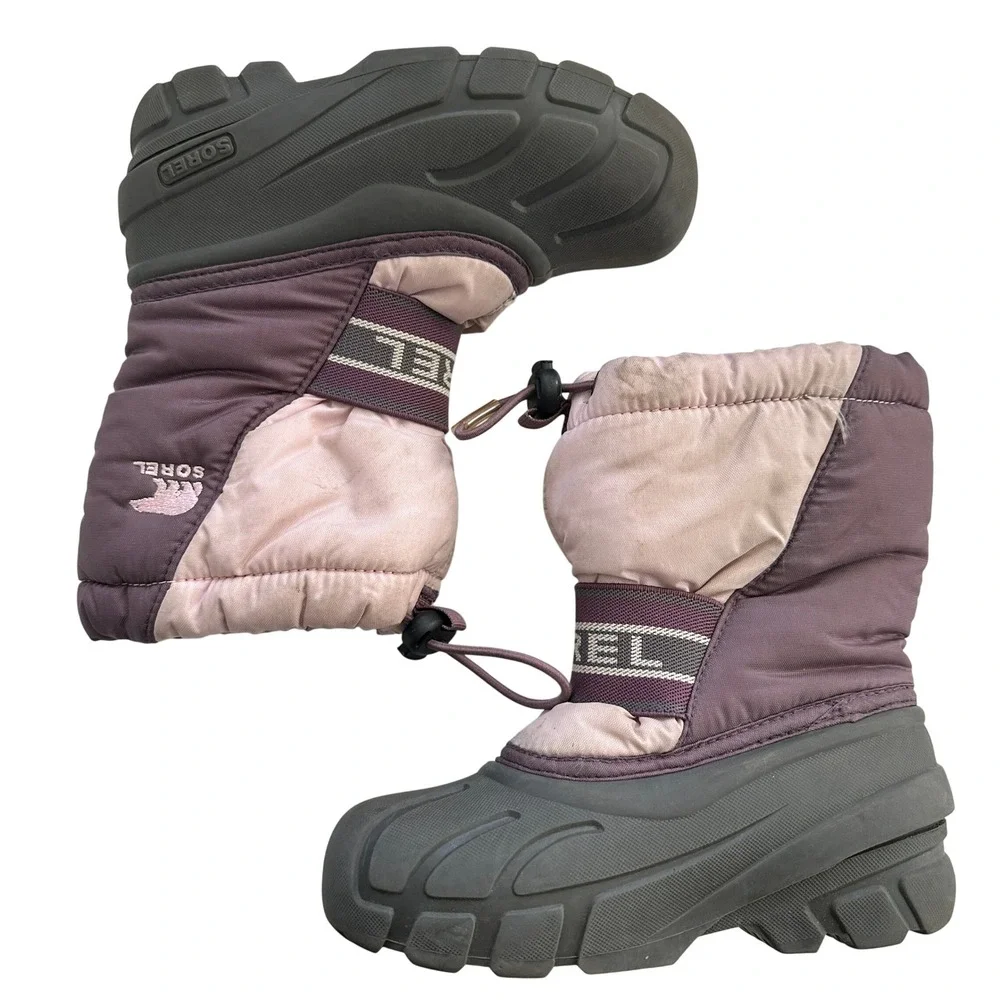 Sorel Kids Club Winter Snow Boots Purple Pink Waterproof  NC1799-635 Size 12